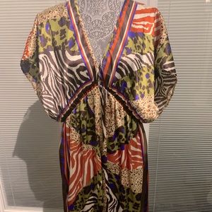 Safari print low cut dress